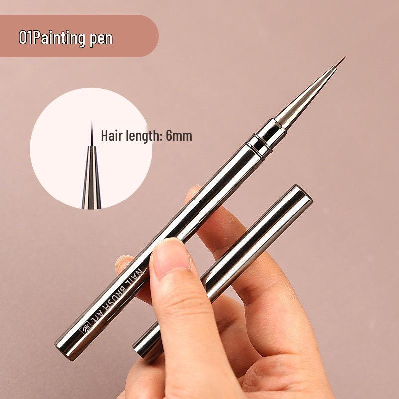 Gunmetal Nail Art Brush Set for Painting, Line Drawing, and Gradient Designs