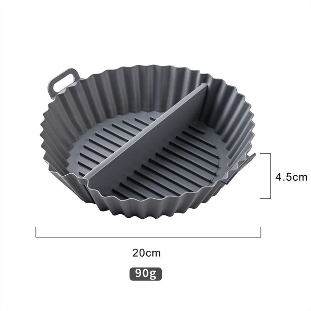 

Silicone Air Fryer Basket Mat Round Non Stick Silicone Baking Tray Mold with Handle Divided Air Fryer Liner Accessories Oven