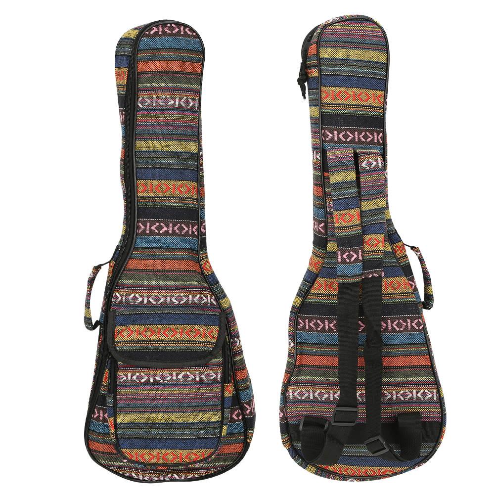 Ukulele Bag Ethnic Style 4‑String Guitar Double Shoulder Strap Case Built‑in Thicken Cotton