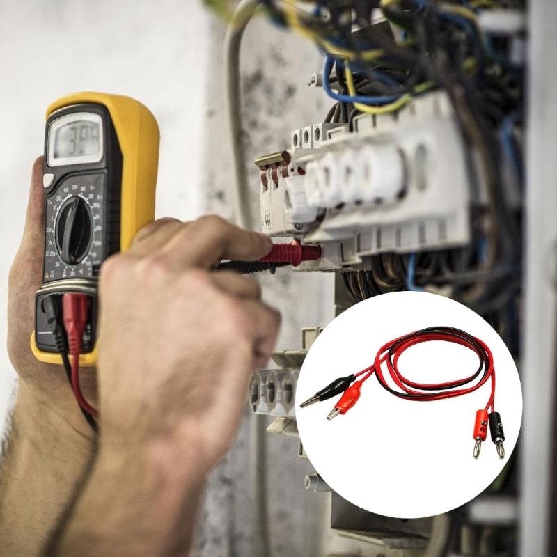 2Pcs Double End Test Leads Wire Line Silicone Banana Plug To Alligator Clip Test Leads Test Cable Leads Connector