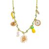 Flower Ocean Shell Sun Pendant Necklace Braided Cord 304 Stainless Steel Women's Stylish Gift Jewelry 40cm(15.7") + 5cm(2") long