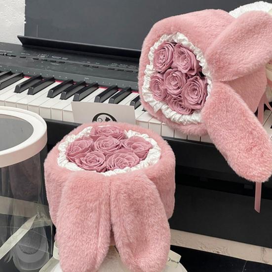 Bouquet Material Bag Rabbit Ears Non-shedding Tear-resistance Plush Surface Semi-finished Flower Material Pack Festival Supply