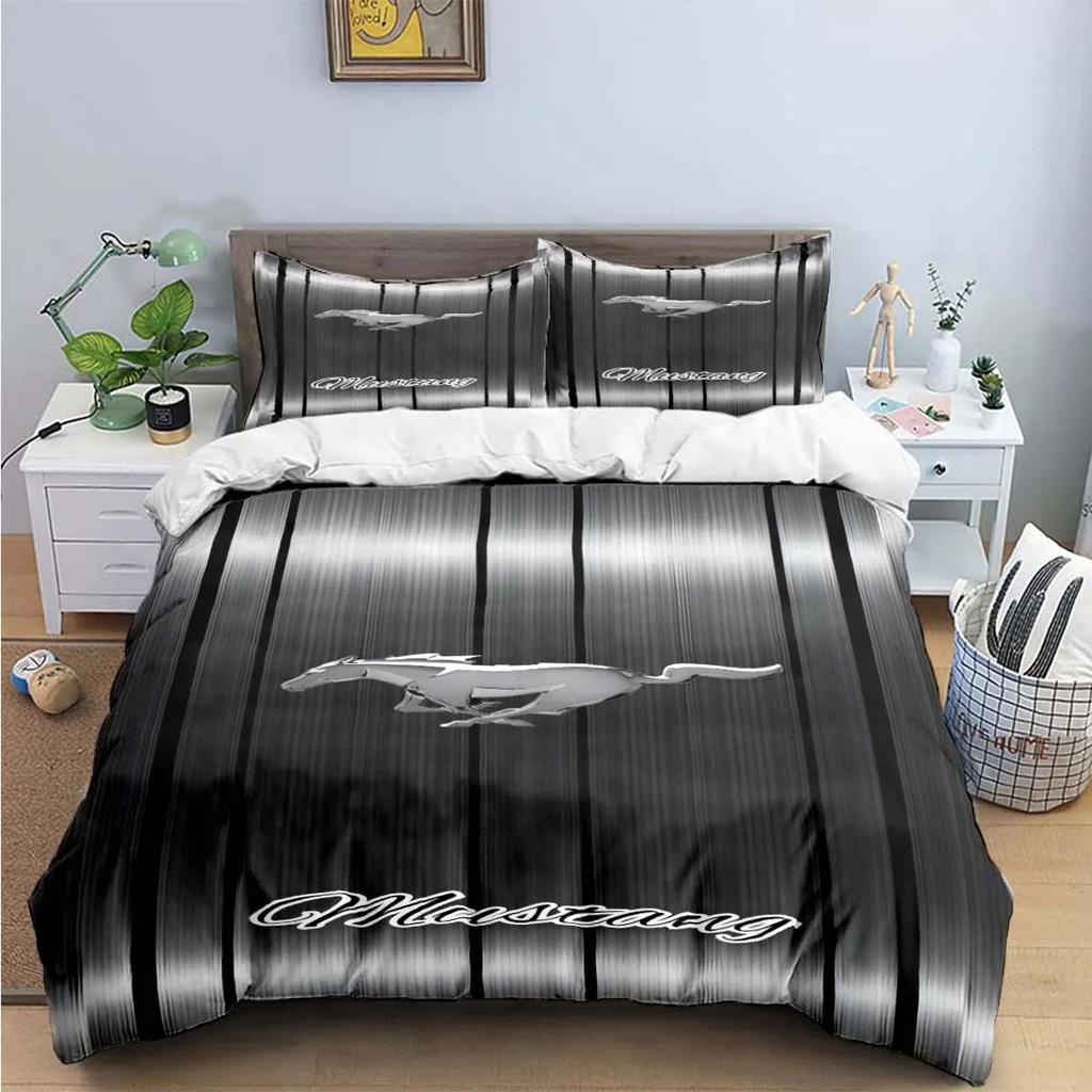 Fashion Exquisite M-Mustang Print Bedding Sets Exquisite Bed Supplies Set Duvet Cover Bed Comforter Set Bedding Set Luxury  Gift