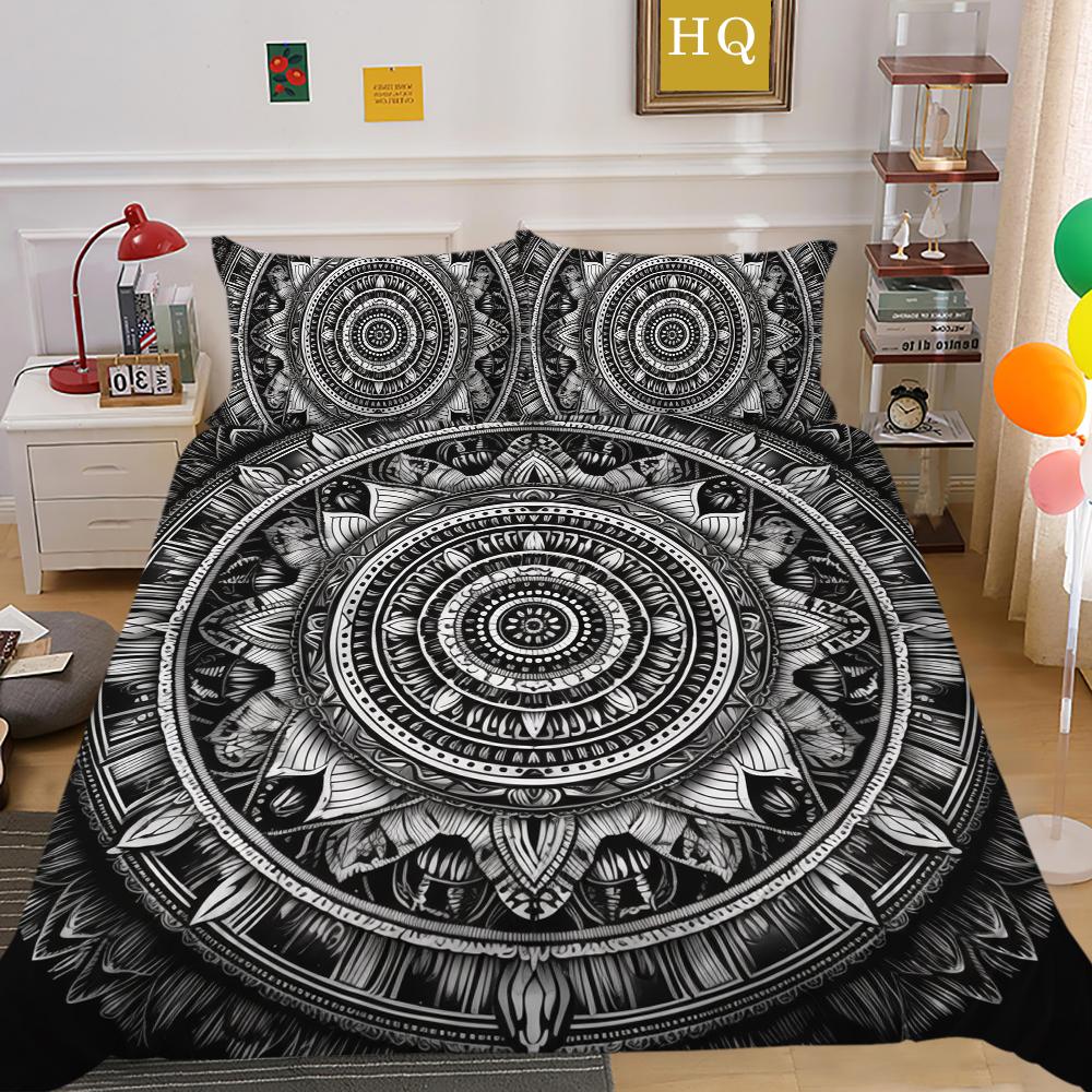 Home Bedding Set 3D Mandala Printing Bedspreads Queen Double Size Microfiber Duvet Cover Set Bedroom Decor