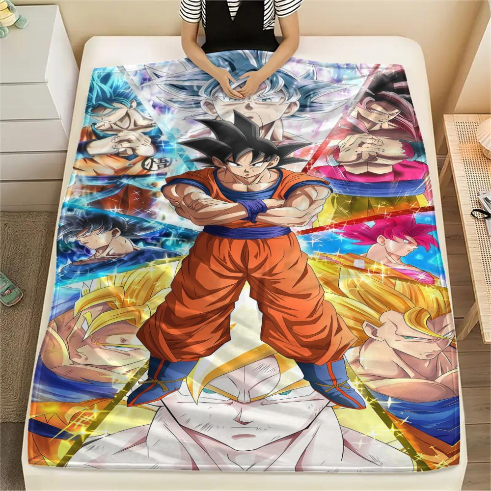 Son Goku Print Flannel Blanket, Soft Warm for Bedrooms Sofas Beds, Perfect for Travel Picnic Chair -HE19