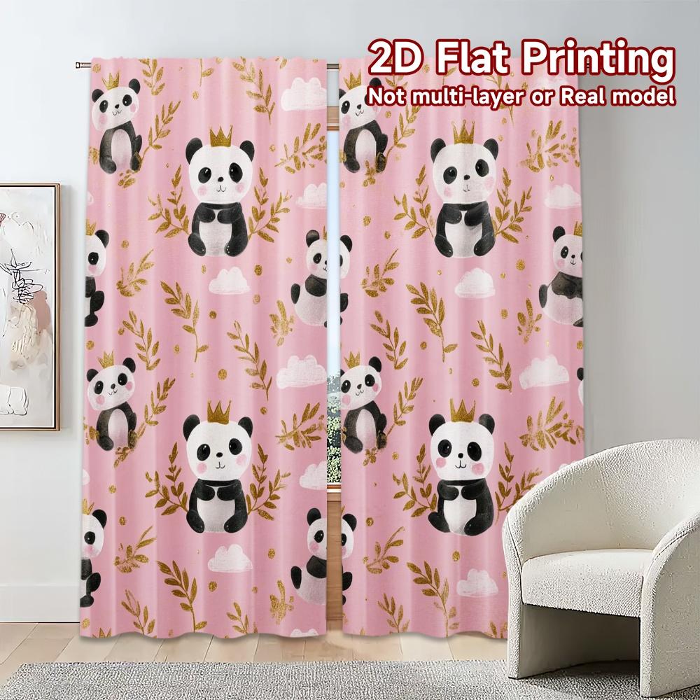 Flat Printing Curtains Without Rod Panda Dreams Chic Print Versatile Fabric Decorations Inside Set Of 2 Made Polyester