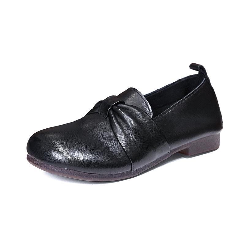 Women's Shoes Soft Bottom Leather Shoes Vintage Cowhide Flat Single Shoes