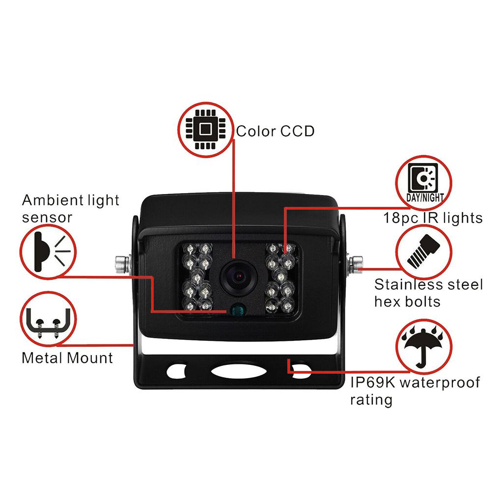 Metal 4 PIN Rear View Camera IR Night Reverse Camera Heavy Duty 1000TVL CCD Color 12/24V
