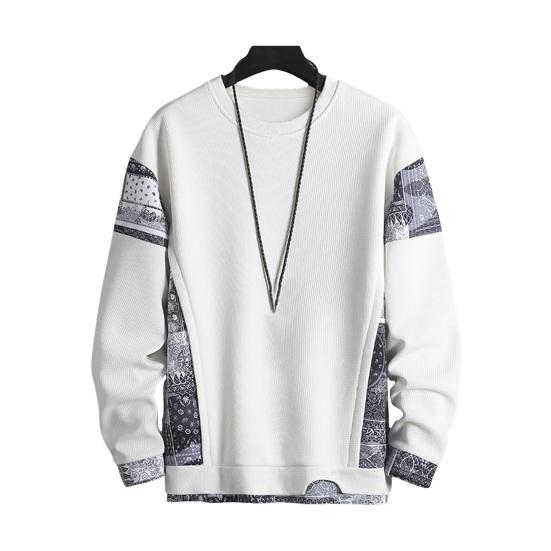 Bărbați hanorac casual cu design vafă fals din două piese cu mânecă lungă, top cu gât oana-gât, pulover de îmbinare pentru petrecere streetwear