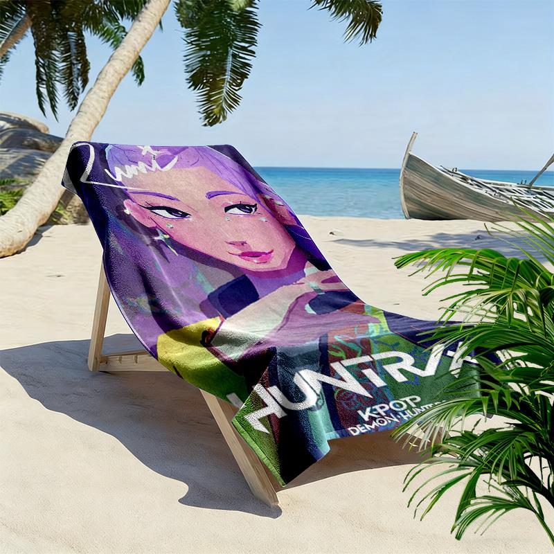 K-Pop Demon Hunters: Urban Fantasy Adventure beach towel Beach towel for vacation photos beach quick-drying swim towel Absorbent bath towel swim