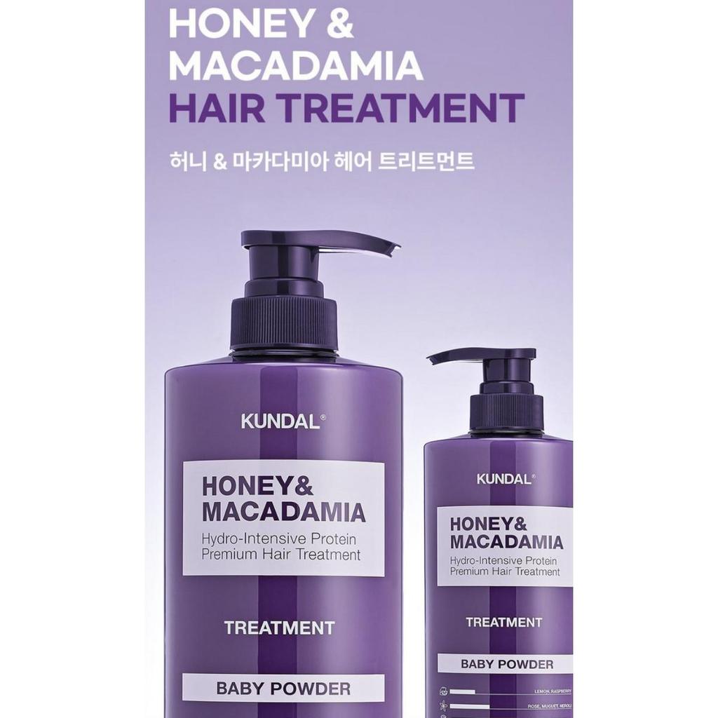 [Kundal] Honey&Macadamia Nature Shampoo 500ml +Treatment 500ml (Baby Powder)