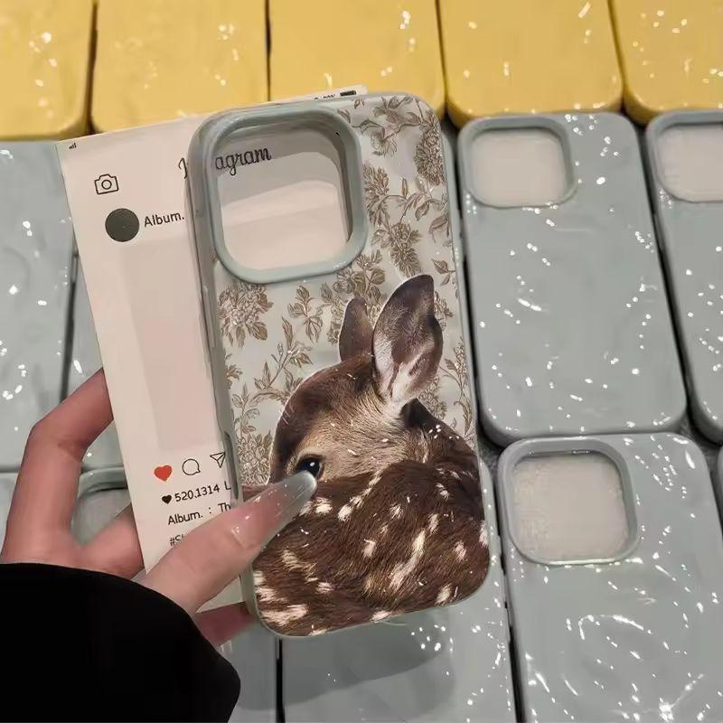Cute Little Deer Phone Case For IPhone 11 13 12 Pro 14 16 Plus 15 Pro Max Case 17Air Case Silicone Shockproof Soft Cover Cases