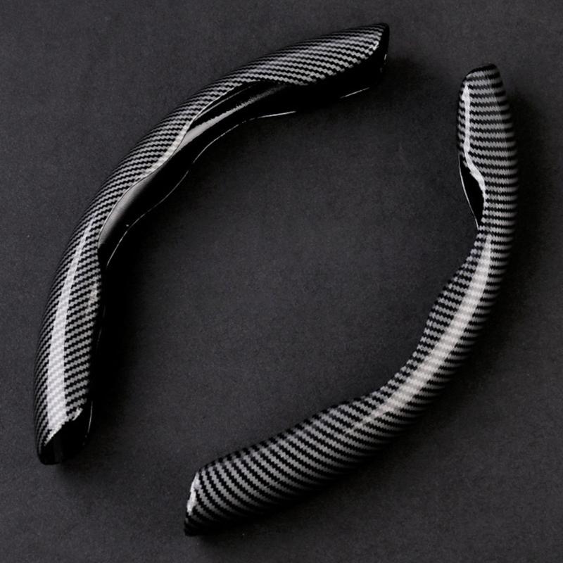 Set Of 2 Elegant Carbon Fiber Design Steering Wheel Covers Strong Natural Fiber Construction Case for Season Use