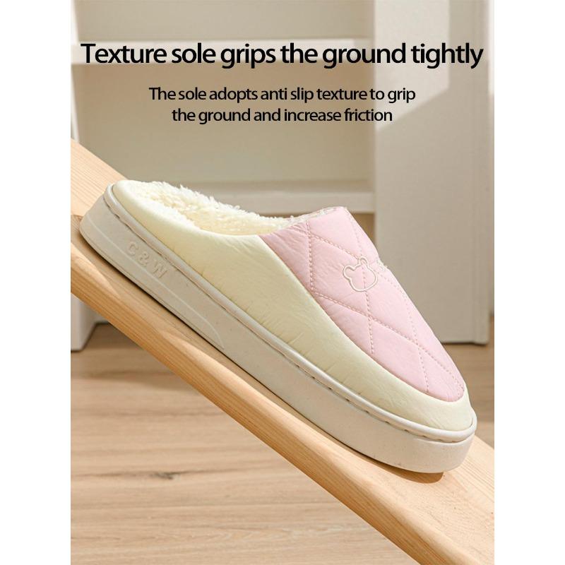 Waterproof Non-Slip Cotton Winter Slippers for Couples - Warm Indoor Footwear for Women