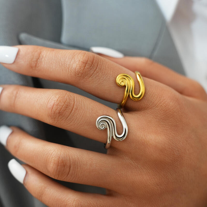 304 Stainless Steel Geometric Line Open Rings for Women Men Fashionable Individualized Design Finger Rings Jewelry Accessories