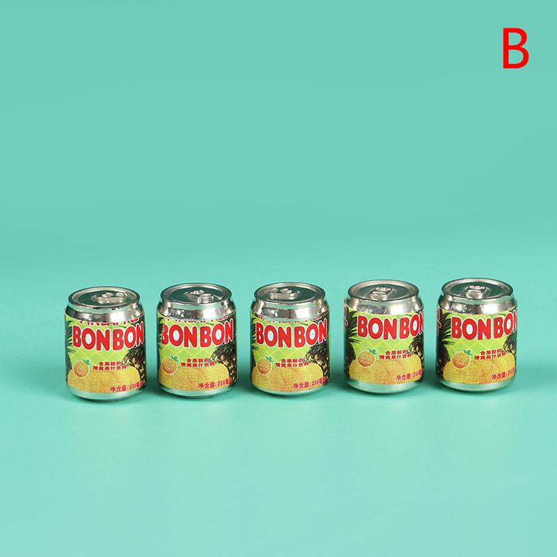 5Pc 1/12 Cute Miniature Doll House Fruit Drink Can Bottle Food Accessories