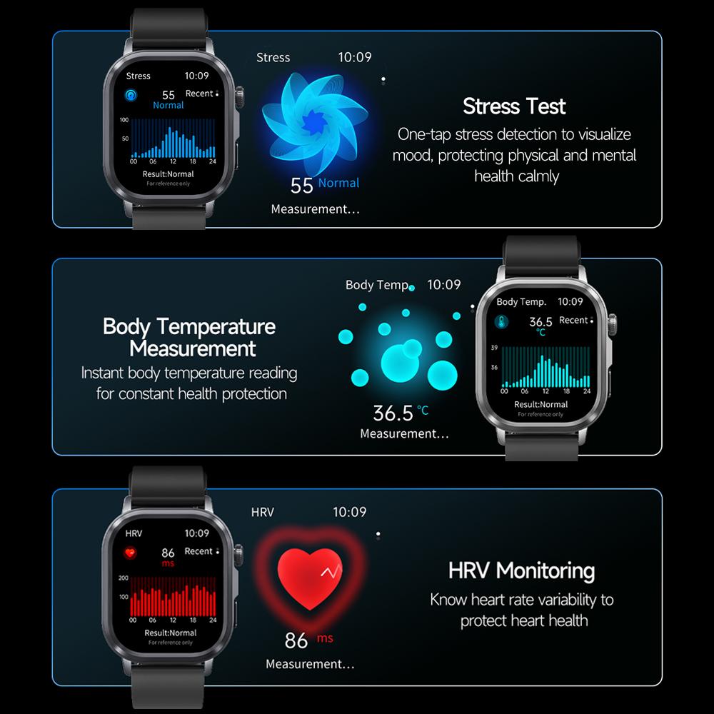 SACOSDING 2026 New Health Tracker Smart Watch Women Body Fat BMI Micro Physical Examination Bluetooth Call Smartwatch Men