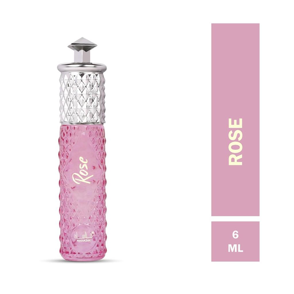 Manasik Rose Premium Attar, Beruhigender Duft, Langanhaltender Roll-on Itra für Frauen, 6 ml