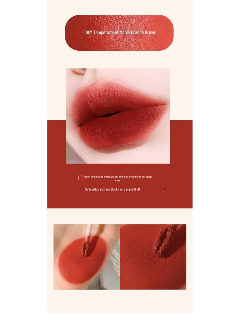 Samtige Luft-Lippenfarbe - Spiegelfinish Matt, Transferfeste Aufhellende Lippenfarbe