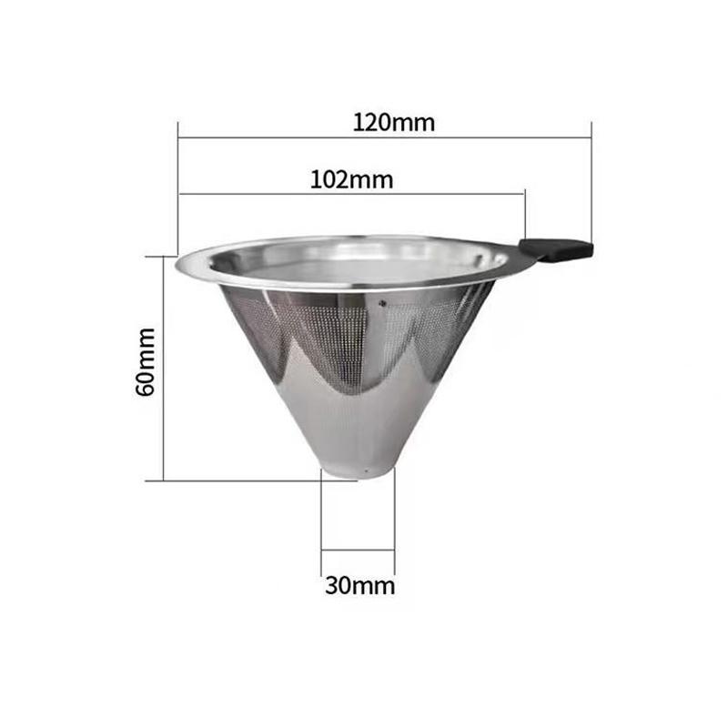 Stainless Steel Pour Over Coffee Filter Ultra Fine Mesh Space Saving Reusable Dripper for Office Staff Coffee Making