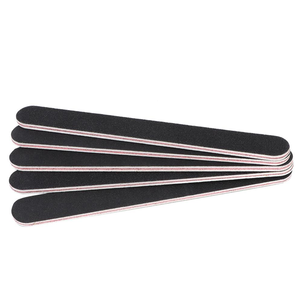 5Pcs Black Round Head Double Sided Nail File  DIY Nail Art Pretreatment Grinding
