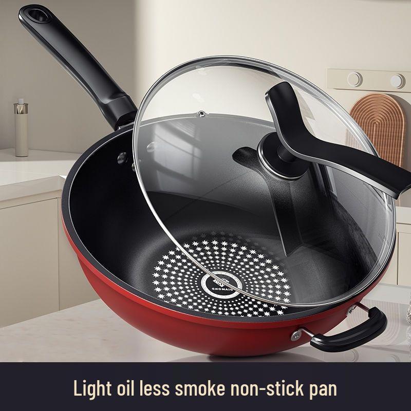 German Crystal Non-Stick Wok - Oil-Free, Smoke-Free Stir-Fry Pan for Induction and Gas Stoves