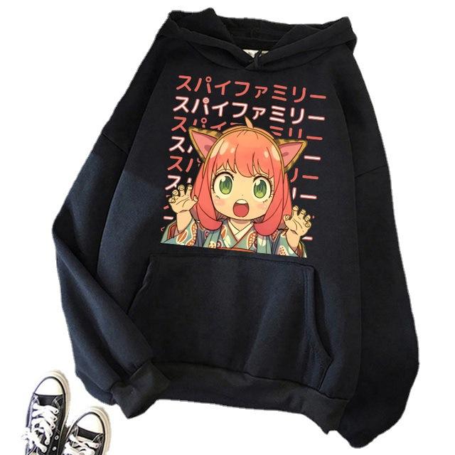 Nowy sweter z nadrukiem kreskówkowej dziewczyny anime dla kobiet, wersja koreańska, styl college'owy, bluza z kapturem