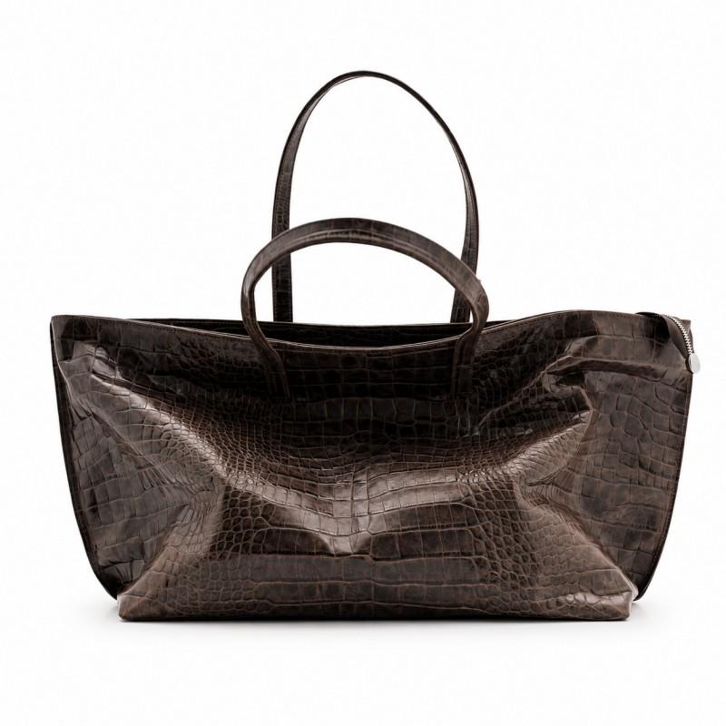 Large Vintage Crocodile Texture Tote Bag