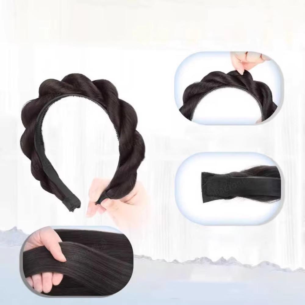 Perucă împletită naturală cu bandă de susținere anti-alunecare, benzi de păr răsucite, versatile, răsuciri, perucă Fishbone pentru femei