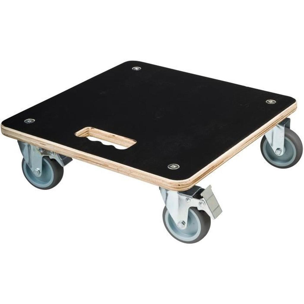 Tablette a roulettes pour plantes - NATURE - Chariot a plantes carré - Bois noir - 38x38 cm - Charge 250 kg