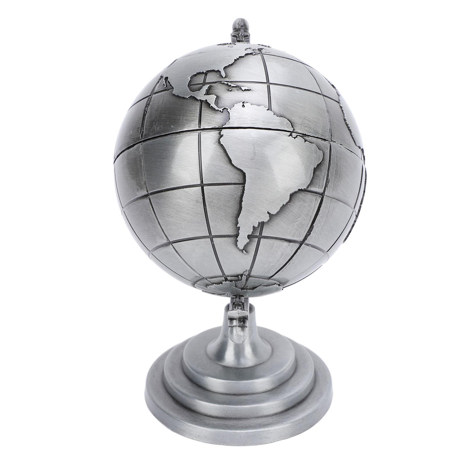 

Rotating Globe Adornment Table Desktop Decor Alloy 360 Degree Rotation Crafts S Gray