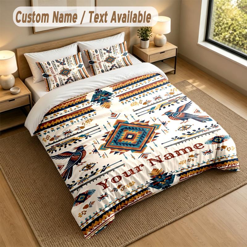 American Patriotic Theme Personalized 3Pcs Bedding Set Custom Text & Name 1 Sheet 2 Pillowcases Household Bedding 1pc