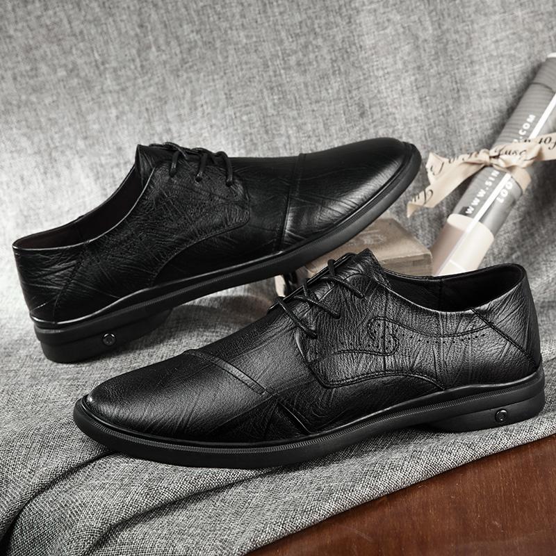 Spring Autumn Genuine Leather Mens Casual Shoes British Style Newest Trendy Luxury Men'S Shoes Non-Slip Luxury Oxfords Hard-Wearing