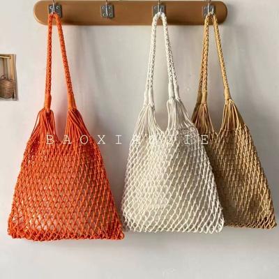 Ins Mori Series Hollow Fishing Net Bag Woven Bag Large Capacity Underarm Shoulder Bag Tote Bag Seaside Vacation Beach Bag