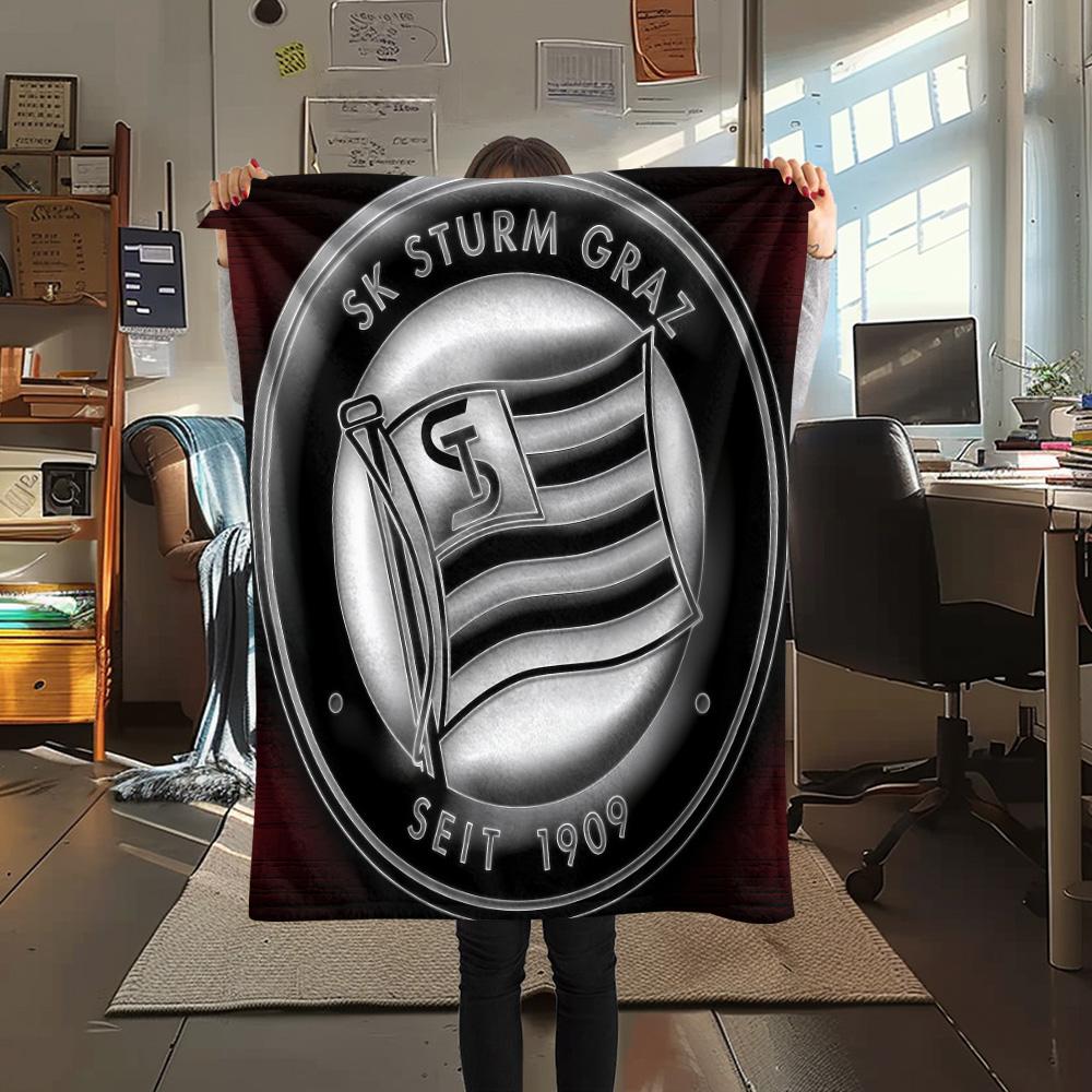 Logo SK Sturm Graz Plaid in Flanella, Alta qualità Confortevole per Tutte le Stagioni, Arredamento per la Casa, Calore e Comfort