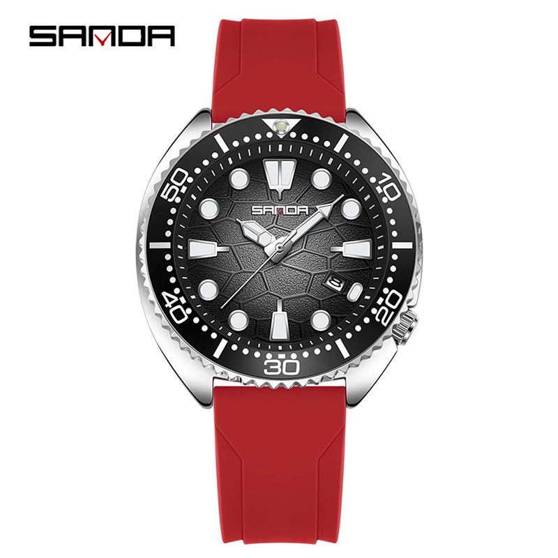 Sanda Men's Quartz Wristwatch with Rotating Bezel and Lava Dial – Fashionable Business Accessory