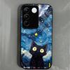 Case for Vivo V27e V27 Pro Anime Black Cat Starry Cloud Print Phone Cover Acrylic Hard Back Shell With Flexible TPU Edge