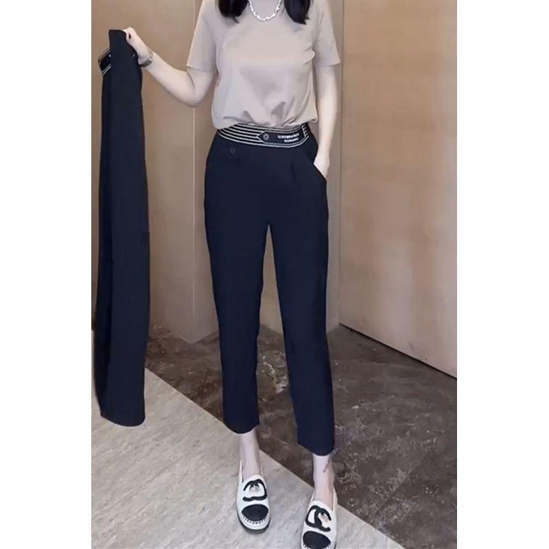 

Fall 2024 New Arrival High Waist Small Suit Pants Women s Korean Style Slimming and All-Matching Shake Pants Cropped Pants Casual Straight Trousers Black XL