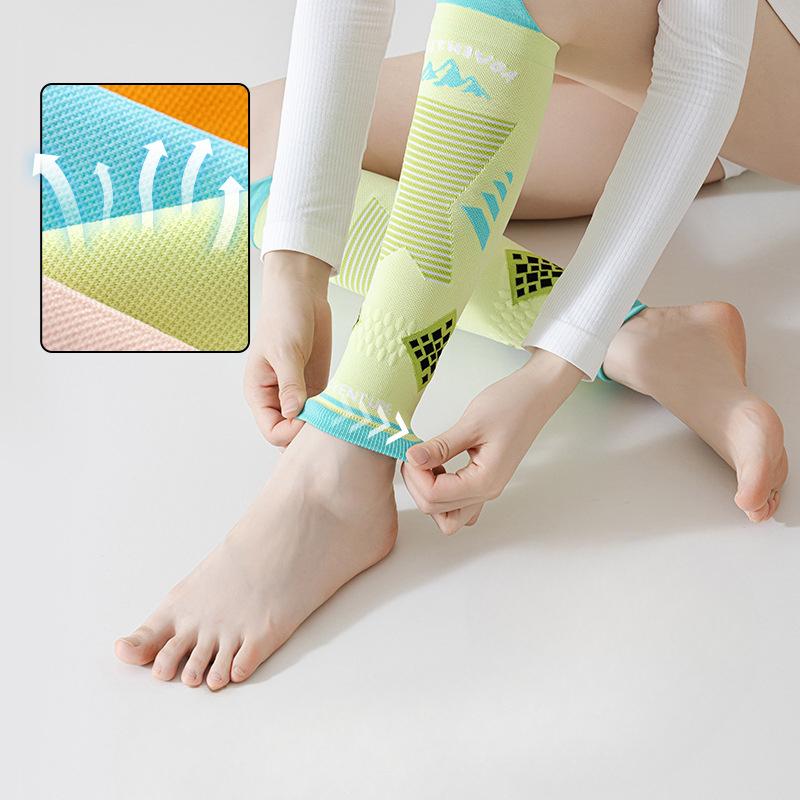 Socken für Damen, Profisport, Druck, Wadensockenmuskeln können Beinschienen komprimieren, Laufen, Fitness, Seilspringen, Marathon, Langer Schaft