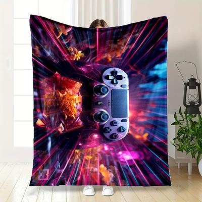 "Vibrant Gaming Controller: Dive Into Neon Adventure!"Blanket Flannel Throw Blanket for Sofa, Bed, Travel, Camping, Office, Couch, Chair, An