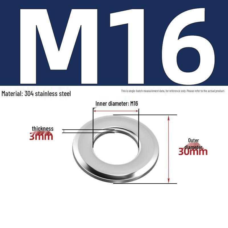 Chamfered Flat Washer 304 Stainless Steel, Blue-White Zinc, Black Zinc, GB97.2, Shim M5 M8 M16