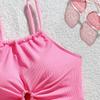 Costume da Bagno Due Pezzi per Ragazze con Top a Nodo con Dettaglio ad Anello e Slip a Vita Alta Set per Bambini e Ragazzi Costumi da Bagno Estivi da Spiaggia