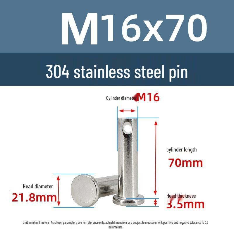 304 Stainless Steel Cylindrical Flat Head Positioning Pin with Hole (M3-M10)
