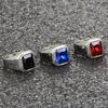 Stainless Steel Square Gemstone Shaped Ring for Men PVD Gold Plated Jewelrry