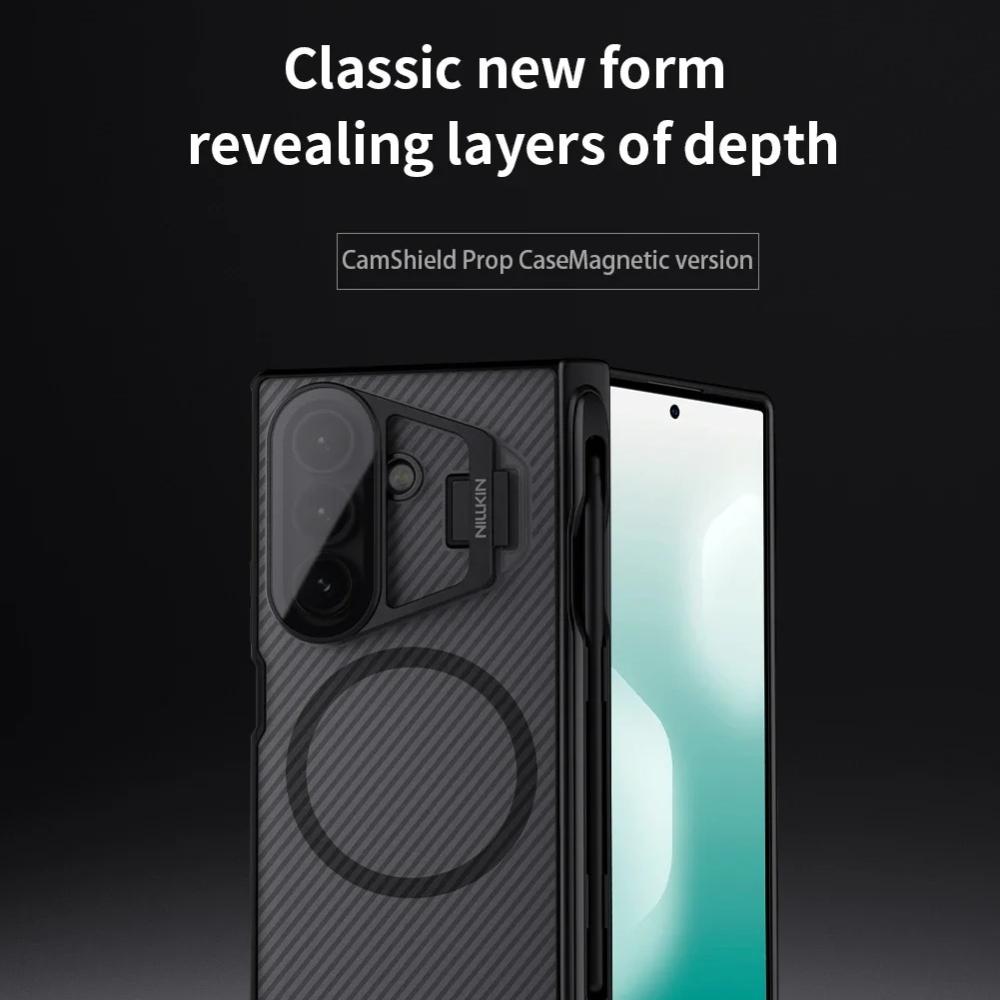 NILLKIN For Samsung Galaxy Z Fold 7 5G Case Magnetic Camshield Prop with S-Pen Case Transparency Camera Stand Cover Protection
