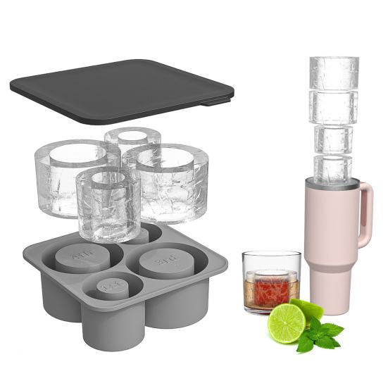 Silicone Cylinder Ice Tray with Lid Portable Popsicle Maker Easy Release Ice