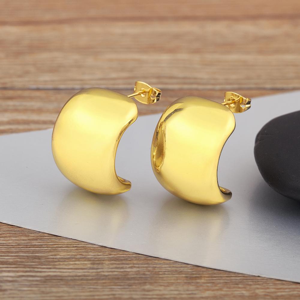 

Nidin High Quality Belt Shape Smooth Copper Charm Stud Earrings For Women Vintage Ear Jewelry Party Wholesale Accessories Gifts золотой
