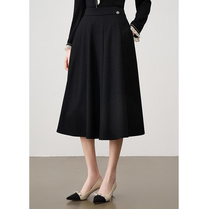 Women s High-Waisted Slimming Wool Blend A-Line Skirt - Autumn/Winter 2025 Collection M чёрный
