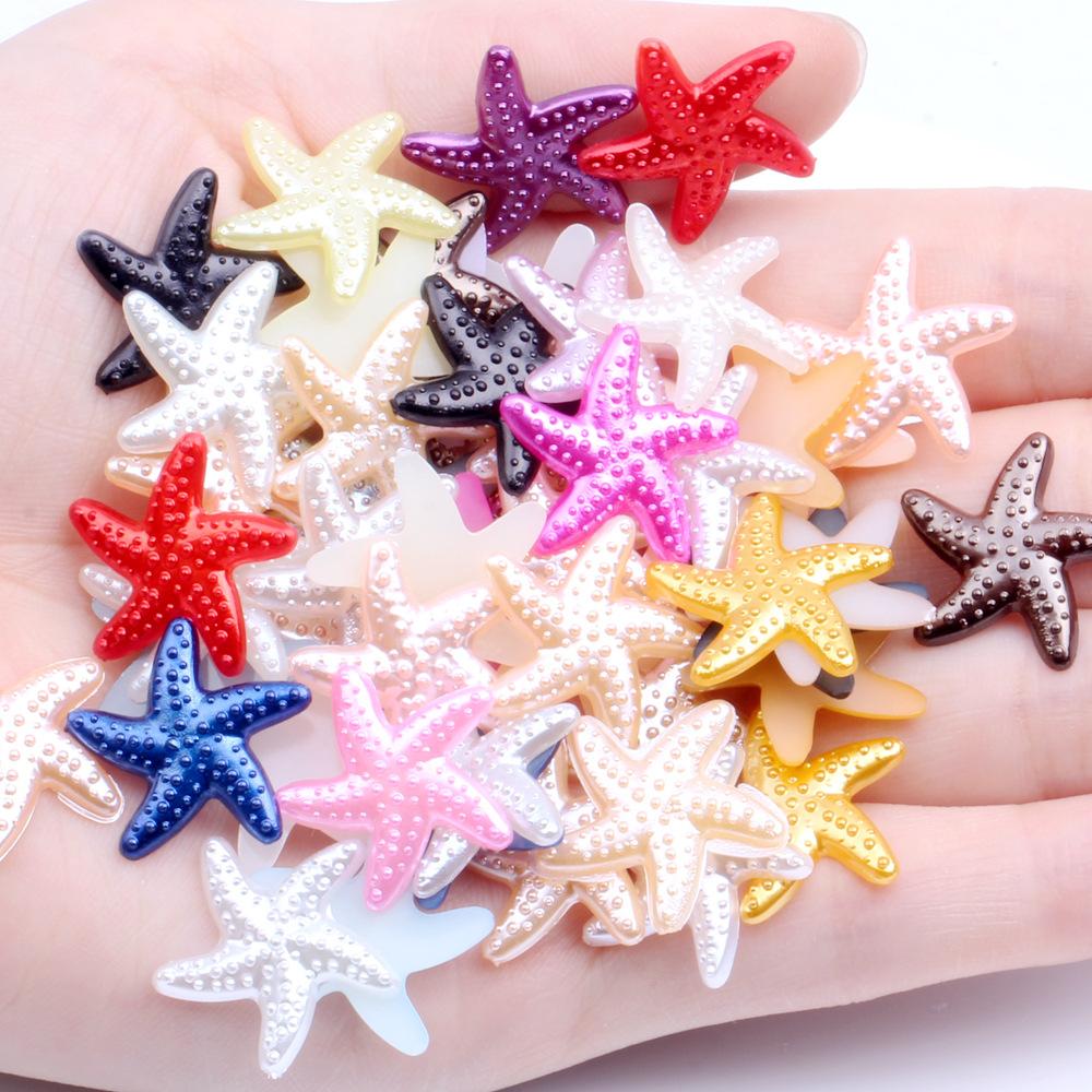 40pcs Mixed Color Starfish & Star Flatback Cabochons Resin Animal Themed Embellishments for Scrapbooking, Wedding & Beach Party Decor, DIY Crafts