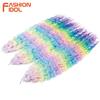 FASHION IDOL Ariel Twist Crochet Hair Synthetic 22 Inch 3 PCS Water Wave Hair Extensions Ombre Rainbow Color Braid Curly Hair